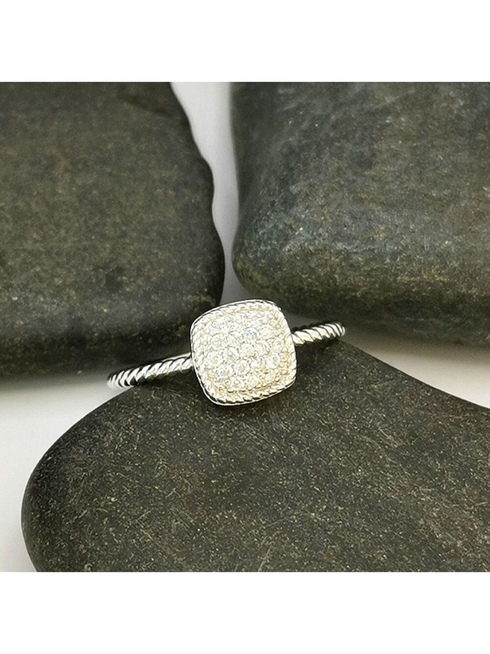 Sterling Silver CZ Pave Ring Size 7